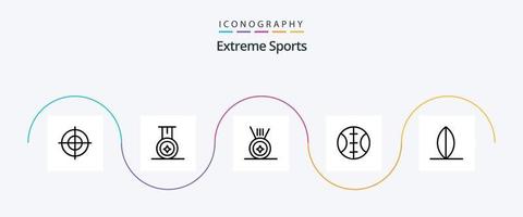 sport lijn 5 icoon pak inclusief . surfen. vector