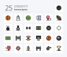 sport 25 lijn gevulde icoon pak inclusief sport. medaille. reistas. sport. Amerikaans vector