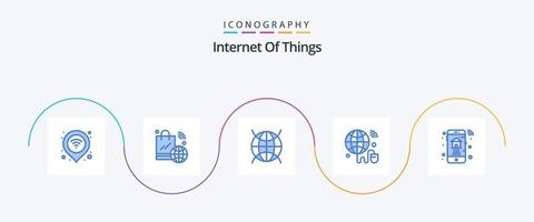 internet van dingen blauw 5 icoon pak inclusief wereld. iot. iot. internet van dingen. iot vector