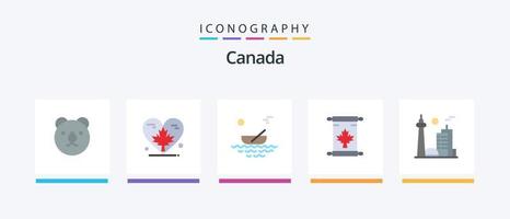 Canada vlak 5 icoon pak inclusief gebouw. Canada. boot. herfst. vervoer. creatief pictogrammen ontwerp vector