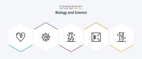 biologie 25 lijn icoon pak inclusief laboratorium. biologie. chemie. röntgenfoto. borst vector