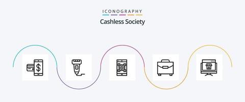 zonder contant geld maatschappij lijn 5 icoon pak inclusief betaling. digitaal. prijs. scanner. qr vector