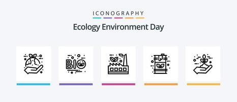 ecologie lijn 5 icoon pak inclusief bio. wereld. landbouw. groente. globaal. creatief pictogrammen ontwerp vector