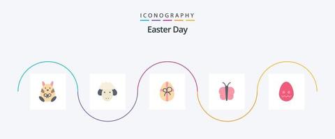 Pasen vlak 5 icoon pak inclusief Pasen. viering. geschenk. natuur. vlinder vector