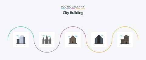 stad gebouw vlak 5 icoon pak inclusief . corporatie. gebouw. bedrijf. echt vector