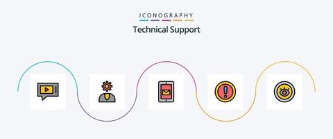 technisch ondersteuning lijn gevulde vlak 5 icoon pak inclusief steun. Opmerking. steun. informatie. ondersteuning vector