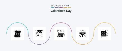 valentijnsdag dag glyph 5 icoon pak inclusief hart. onderbroek. romantiek. liefde. romantisch vector