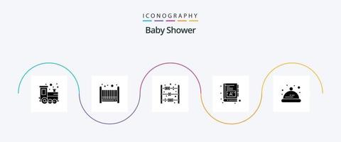 baby douche glyph 5 icoon pak inclusief . hoed. baby. baby. woorden vector