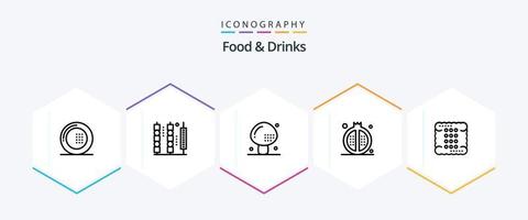 voedsel en drankjes 25 lijn icoon pak inclusief voedsel. Koken. vlees. paddestoel. voedsel vector