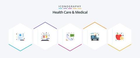 Gezondheid zorg en medisch 25 vlak icoon pak inclusief voedsel. medisch. telefoongesprek. Gezondheid. ambulance vector