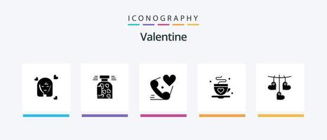 Valentijn glyph 5 icoon pak inclusief liefde. valentijnskaarten. liefde. valentijn. hart. creatief pictogrammen ontwerp vector