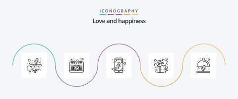 liefde lijn 5 icoon pak inclusief liefde. gerecht. liefde. datum. liefde vector