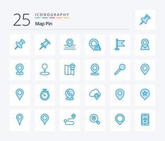 kaart pin 25 blauw kleur icoon pak inclusief kaart. wereld. kaart. kaart. vlag vector