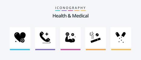 Gezondheid en medisch glyph 5 icoon pak inclusief medisch. Gezondheid. hand. antibiotica. rook. creatief pictogrammen ontwerp vector