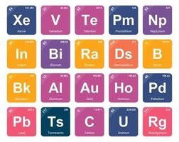 20 preiodisch tafel van de elementen icoon pak ontwerp vector