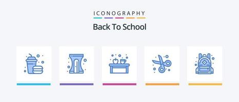 terug naar school- blauw 5 icoon pak inclusief leerling. onderwijs. koffie. snee. appel. creatief pictogrammen ontwerp vector