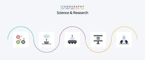 wetenschap vlak 5 icoon pak inclusief raket. wetenschap. auto. bord. ruimte vector