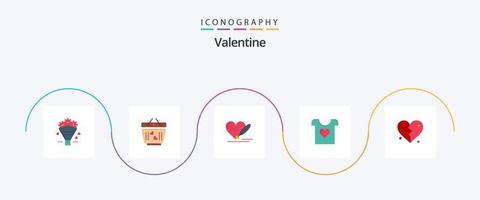 Valentijn vlak 5 icoon pak inclusief liefde. liefde. kar. dag. Valentijn vector