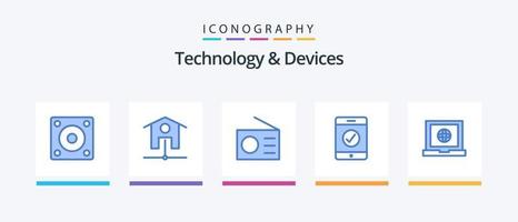 apparaten blauw 5 icoon pak inclusief . web. gadgets. laptop. mobiel. creatief pictogrammen ontwerp vector