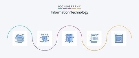 informatie technologie blauw 5 icoon pak inclusief encryptie. gegevens. veiligheid. cryptografie. schild vector