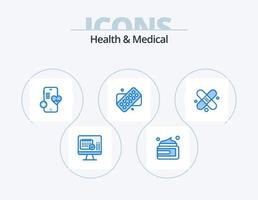 Gezondheid en medisch blauw icoon pak 5 icoon ontwerp. gips. verband. medisch. geneesmiddel. tablet vector