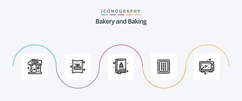 bakken lijn 5 icoon pak inclusief bakken. voedsel. tarwe. brood. bakkerij vector