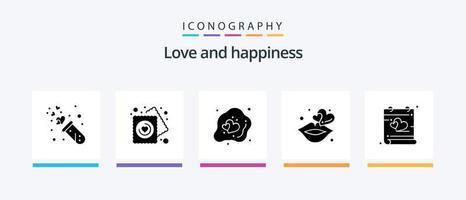 liefde glyph 5 icoon pak inclusief romantiek. lippen. bruiloft. kus. hart. creatief pictogrammen ontwerp vector