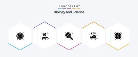 biologie 25 glyph icoon pak inclusief Onderzoek. biologie. laboratorium. Onderzoek. laboratorium vector