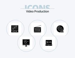 video productie glyph icoon pak 5 icoon ontwerp. wijnoogst radio. radio. gelijkmaker. fm radio. vector