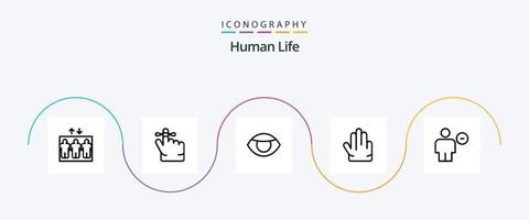 menselijk lijn 5 icoon pak inclusief minus. verwijderen. menselijk. lichaam. hand- vector