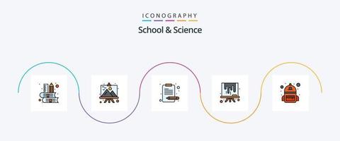 school- en wetenschap lijn gevulde vlak 5 icoon pak inclusief school. tekening. artikel schrijven. canvas. tekengebied vector