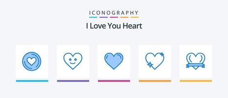 hart blauw 5 icoon pak inclusief . Leuk vinden. liefde. creatief pictogrammen ontwerp vector