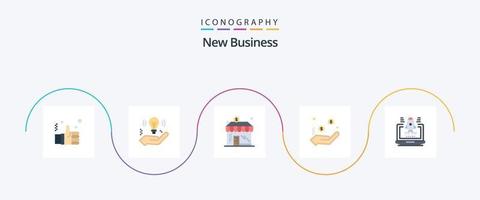 nieuw bedrijf vlak 5 icoon pak inclusief bedrijf. dollar. lamp. munteenheid. geld vector
