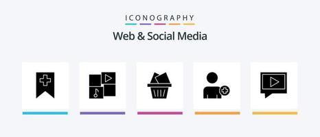 web en sociaal media glyph 5 icoon pak inclusief . multimedia . muziek. toevoegen Aan . doos. creatief pictogrammen ontwerp vector