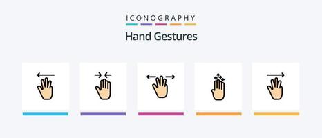 hand- gebaren lijn gevulde 5 icoon pak inclusief vinger. mobiel. omlaag. hand. links. creatief pictogrammen ontwerp vector