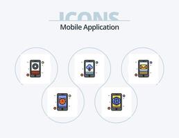 mobiel toepassing lijn gevulde icoon pak 5 icoon ontwerp. GPS. app. telefoon recorder. audio herkenning vector