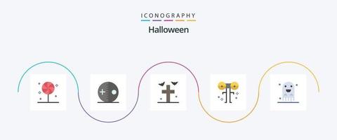 halloween vlak 5 icoon pak inclusief eng. halloween. voodoo. ogen. werf vector
