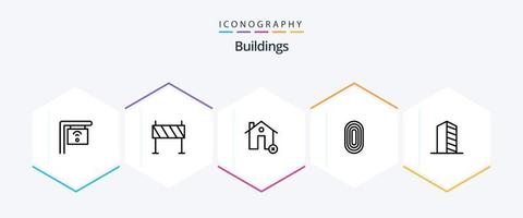 gebouwen 25 lijn icoon pak inclusief tapijt. ornament. gebouwen. gebouwen. huis vector
