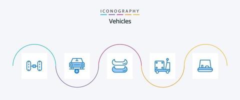 voertuigen blauw 5 icoon pak inclusief . kano. voertuigen. vrachtauto vector
