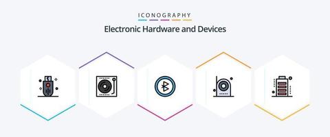 apparaten 25 gevulde lijn icoon pak inclusief apparatuur. elektrisch. draaitafel. apparaten. signaal vector