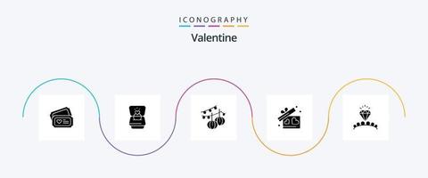 Valentijn glyph 5 icoon pak inclusief ballen. liefde. ring. dag. Valentijn vector