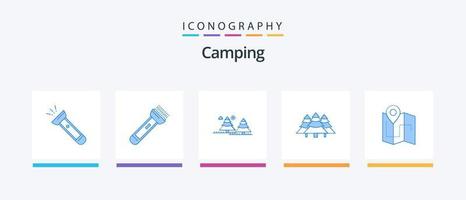 camping blauw 5 icoon pak inclusief . boom. plaats. plan. creatief pictogrammen ontwerp vector