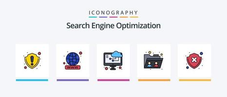 seo lijn gevulde 5 icoon pak inclusief map. mobiel. grafiek. seo. marketing. creatief pictogrammen ontwerp vector