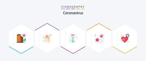 coronavirus 25 vlak icoon pak inclusief hart. Nee. bloed. vlees. geïnfecteerde vector