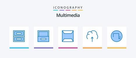 multimedia blauw 5 icoon pak inclusief . multimediaal. vierkant. creatief pictogrammen ontwerp vector