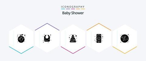 baby douche 25 glyph icoon pak inclusief . seksueel. piramide. baby. speelgoed- vector