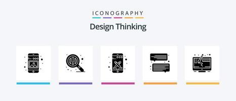 ontwerp denken glyph 5 icoon pak inclusief grafisch. computer. ontwerp. bericht. chatten. creatief pictogrammen ontwerp vector