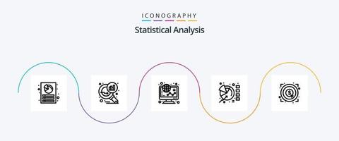 statistisch analyse lijn 5 icoon pak inclusief marketing. taart. e-commerce. grafiek. boodschappen doen vector