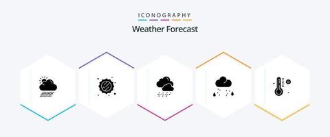 weer 25 glyph icoon pak inclusief . thermometer. het weer. temperatuur. weer vector