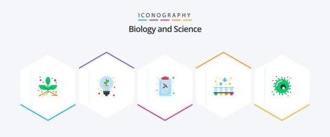 biologie 25 vlak icoon pak inclusief . cel. molecuul. biologie. buizen vector